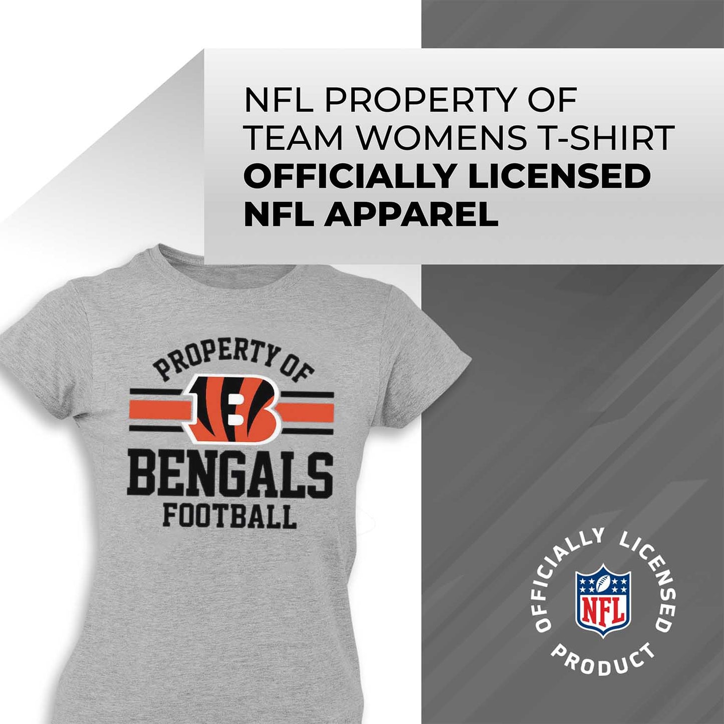 Cincinnati Bengals NFL Womens Short Sleeve Property of Tshirt - Gray