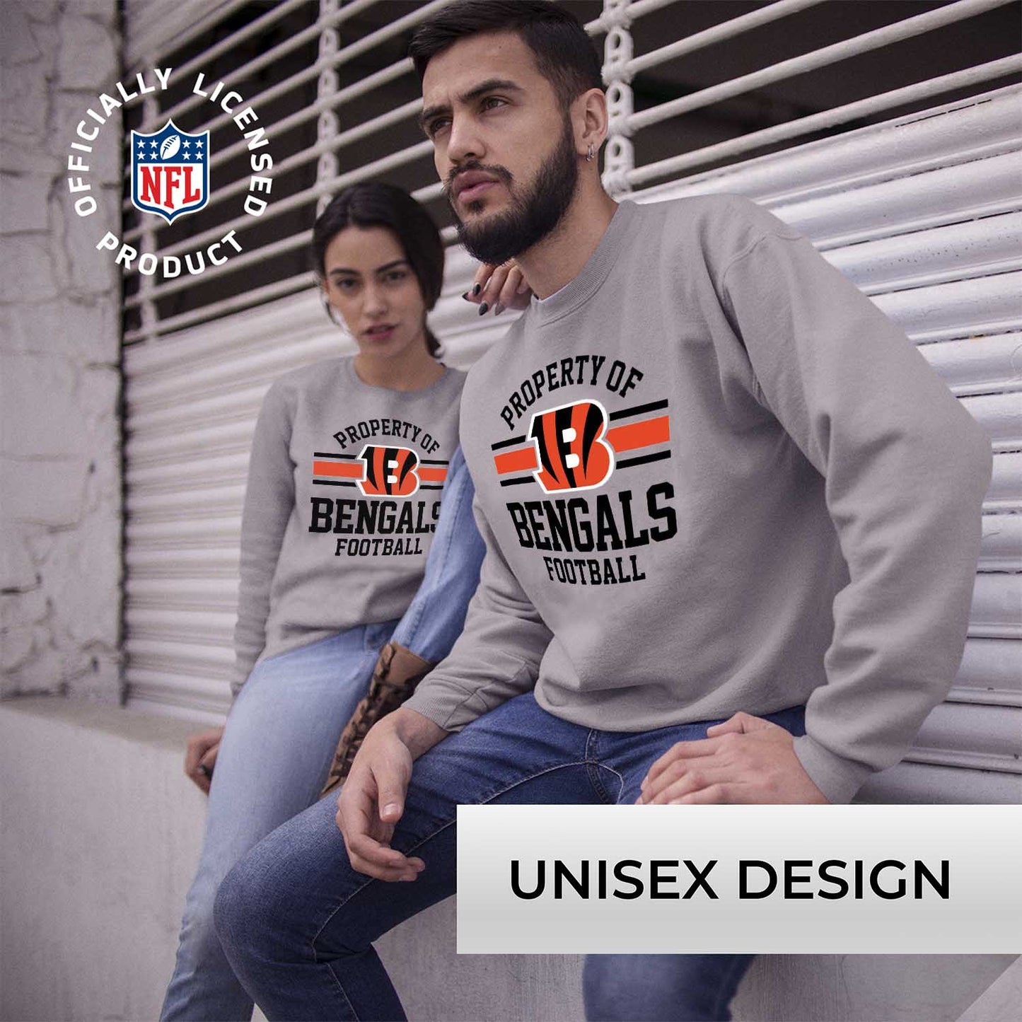 Cincinnati Bengals NFL Adult Property Of Crewneck Fleece Sweatshirt - Sport Gray