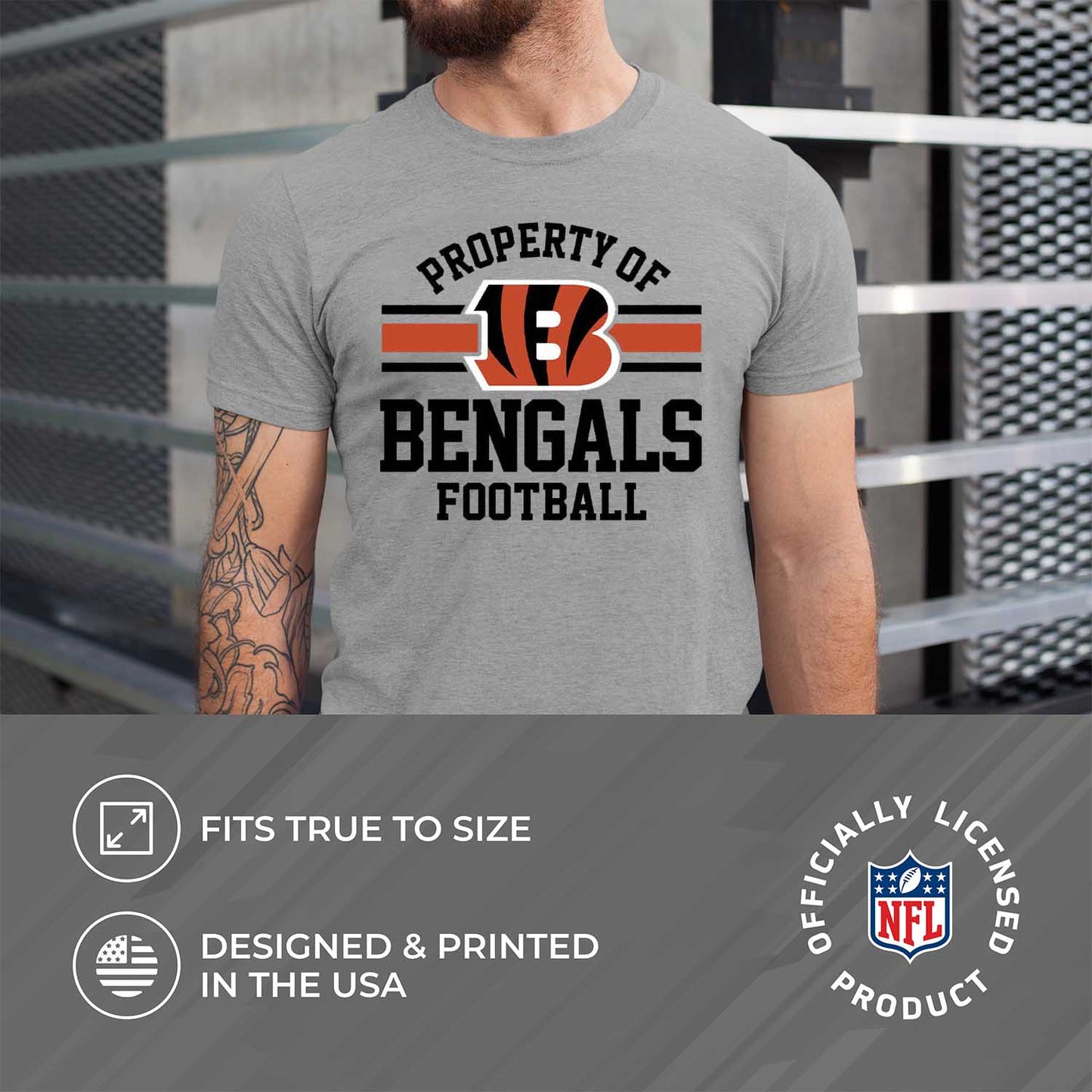 Cincinnati Bengals NFL Adult Property Of T-Shirt - Sport Gray