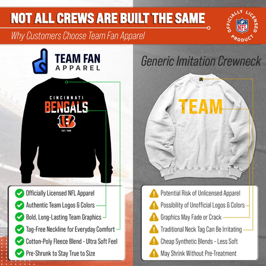 Cincinnati Bengals Adult NFL Diagonal Fade Color Block Crewneck Sweatshirt - Black