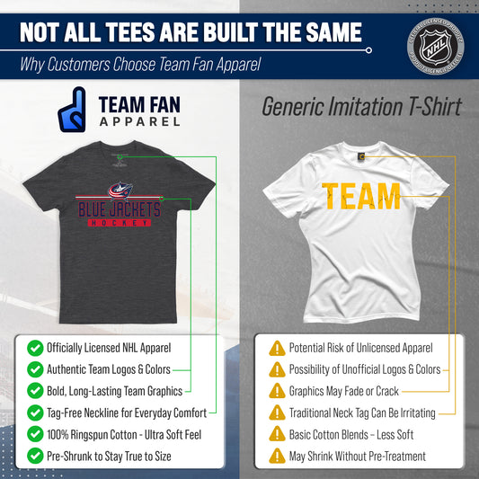 Columbus Blue Jackets Adult NHL Heather Charcoal True Fan Hockey T-Shirt - Charcoal