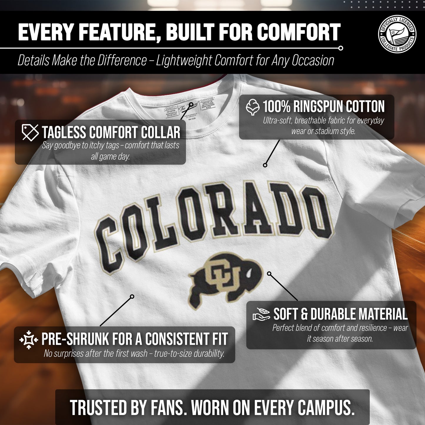 Colorado Buffaloes NCAA Adult Gameday Cotton T-Shirt - White