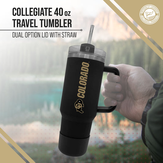 Colorado Buffaloes College & University 40 oz Travel Tumbler With Handle - Black