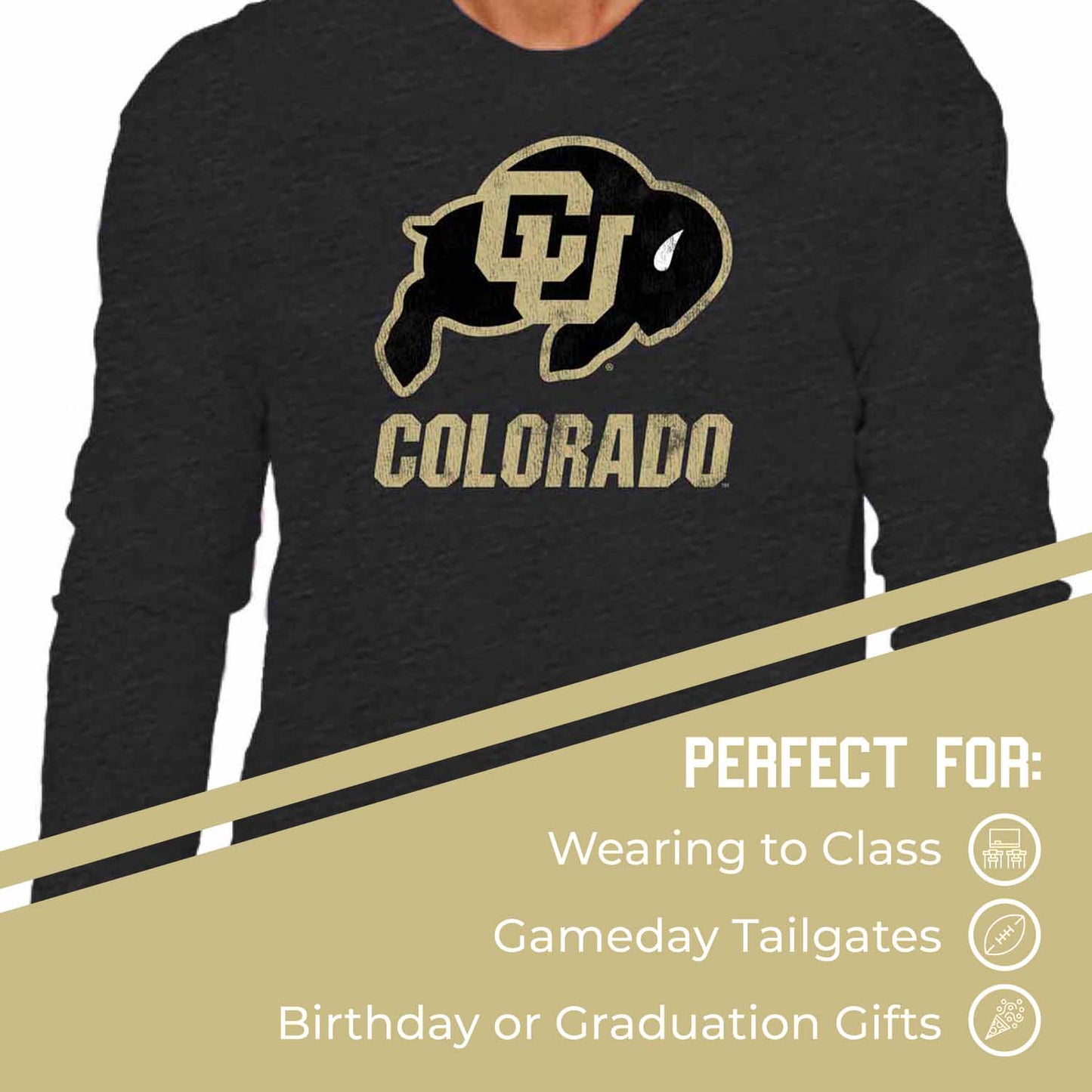 Colorado Buffaloes NCAA MVP Adult Long-Sleeve Shirt - Black