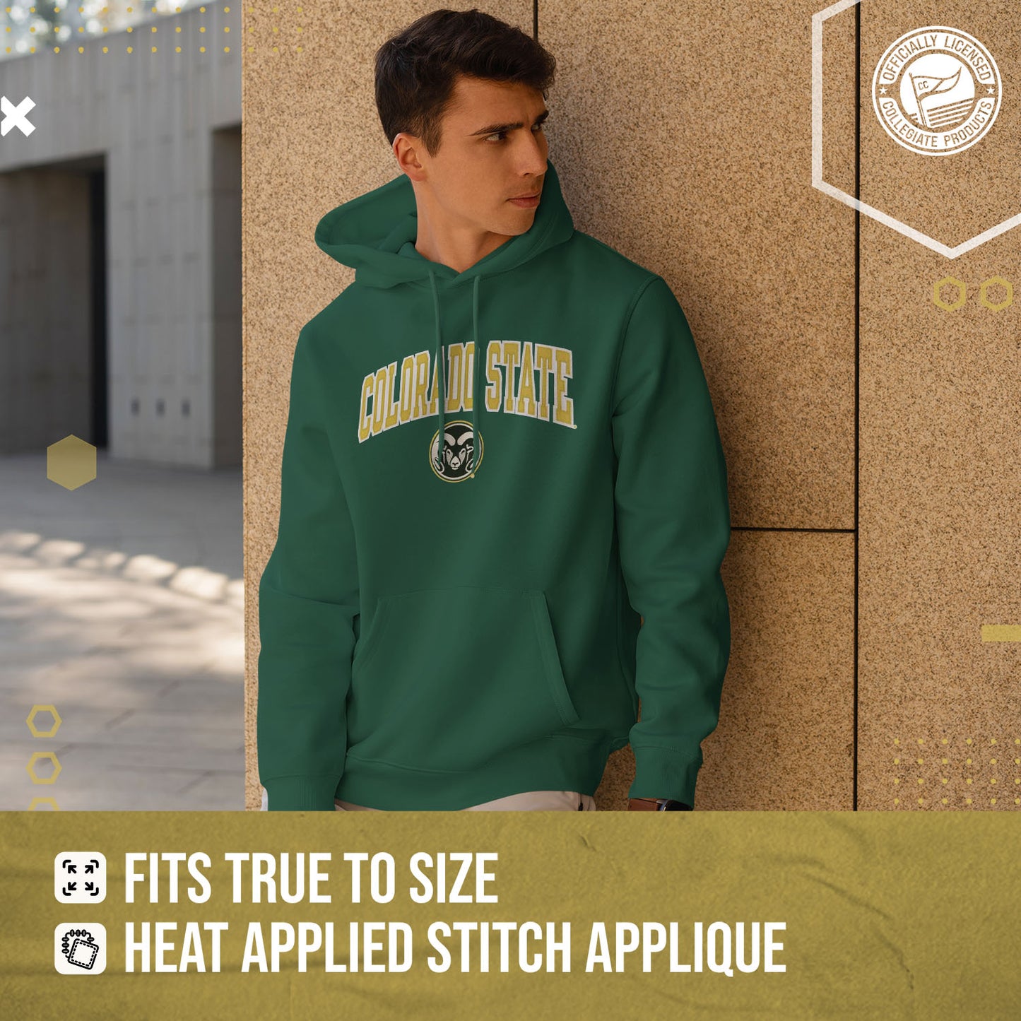 Colorado State Rams NCAA Adult Tackle Twill Hooded Sweatshirt - Green