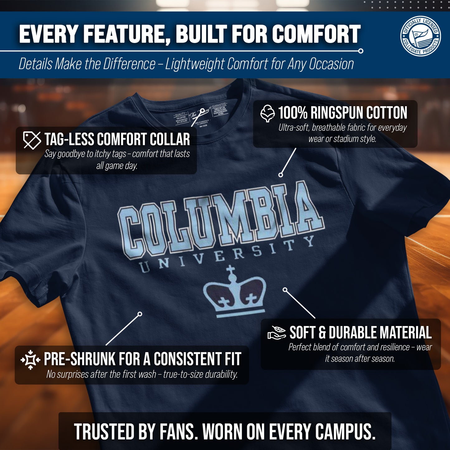 Columbia Lions NCAA Adult Gameday Cotton T-Shirt - Navy