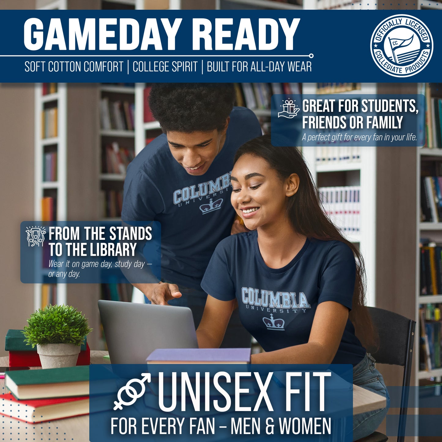 Columbia Lions NCAA Adult Gameday Cotton T-Shirt - Navy