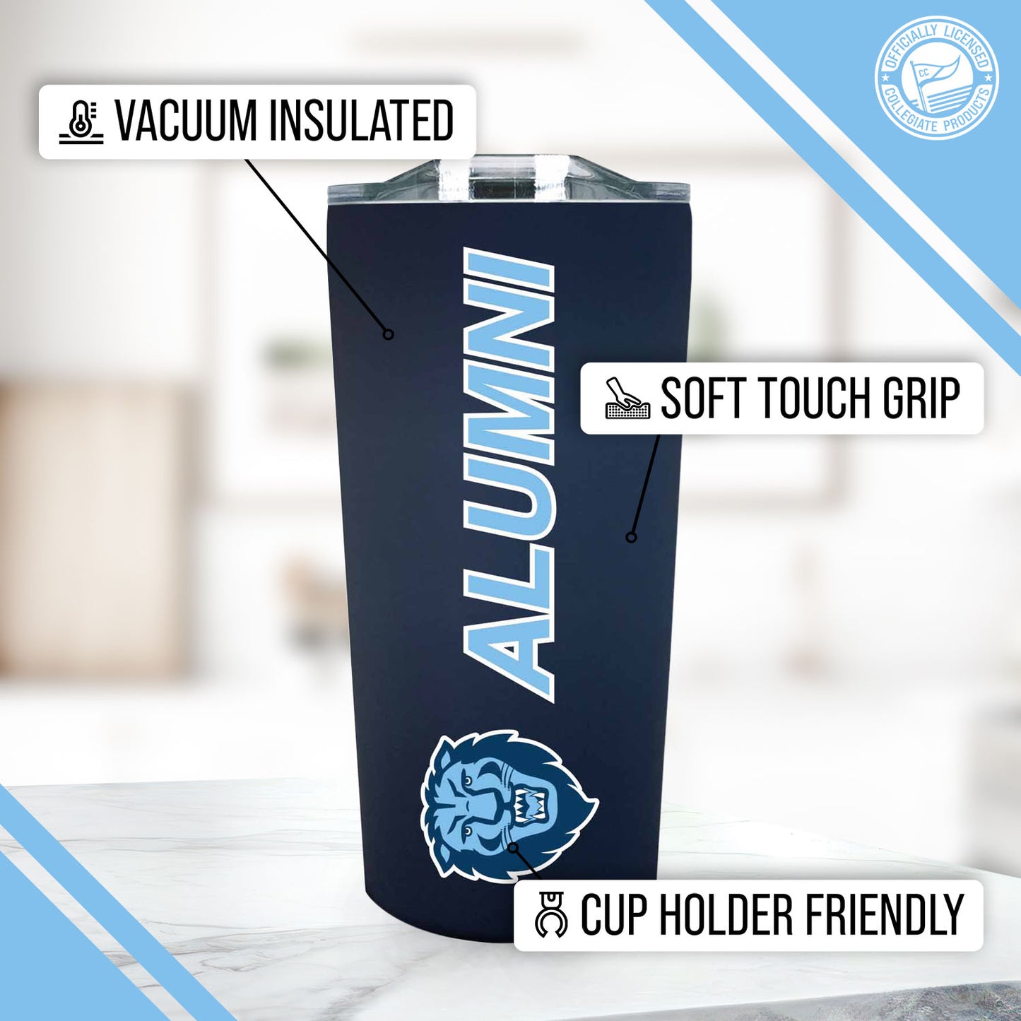 Columbia Lions Collegiate Stainless Steel Travel Tumbler for Alumni - Navy