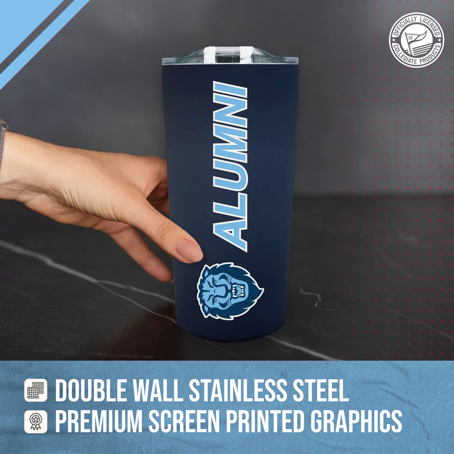 Columbia Lions Collegiate Stainless Steel Travel Tumbler for Alumni - Navy
