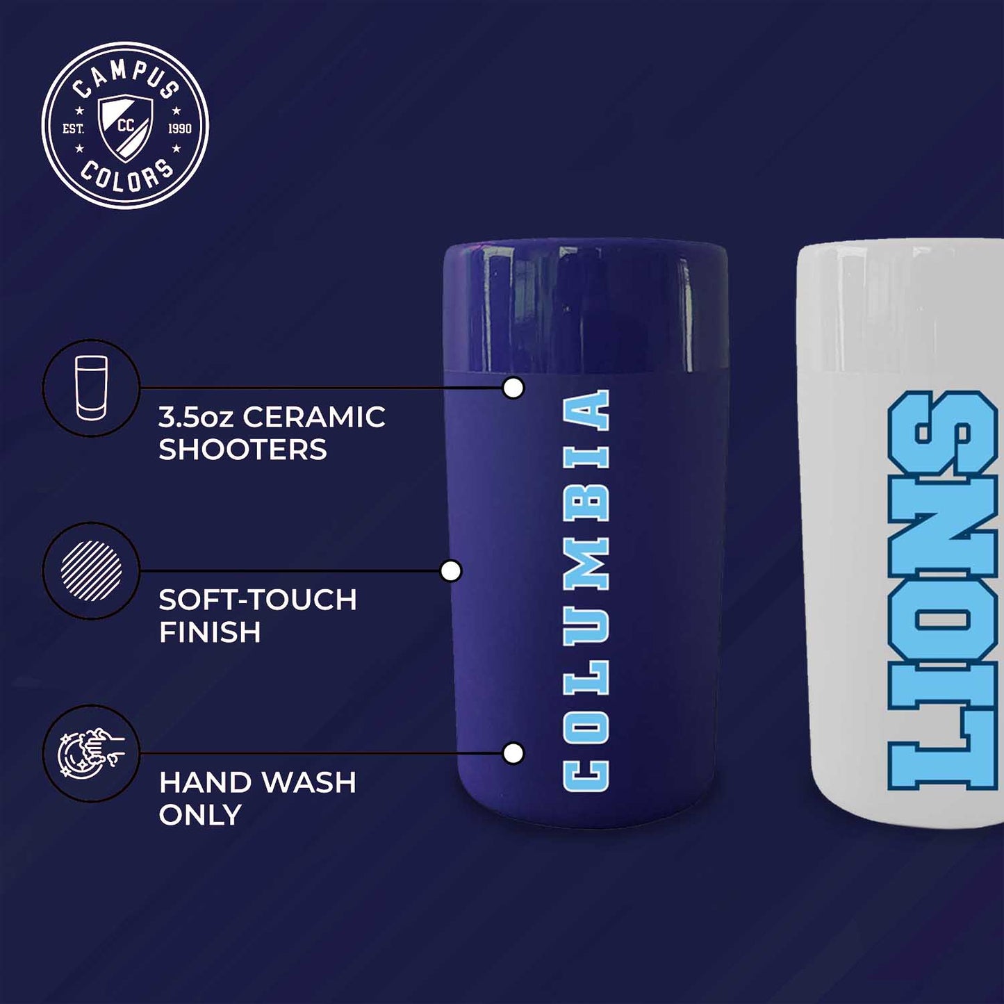 Columbia Lions College and University 2-Pack Shot Glasses - Team Color