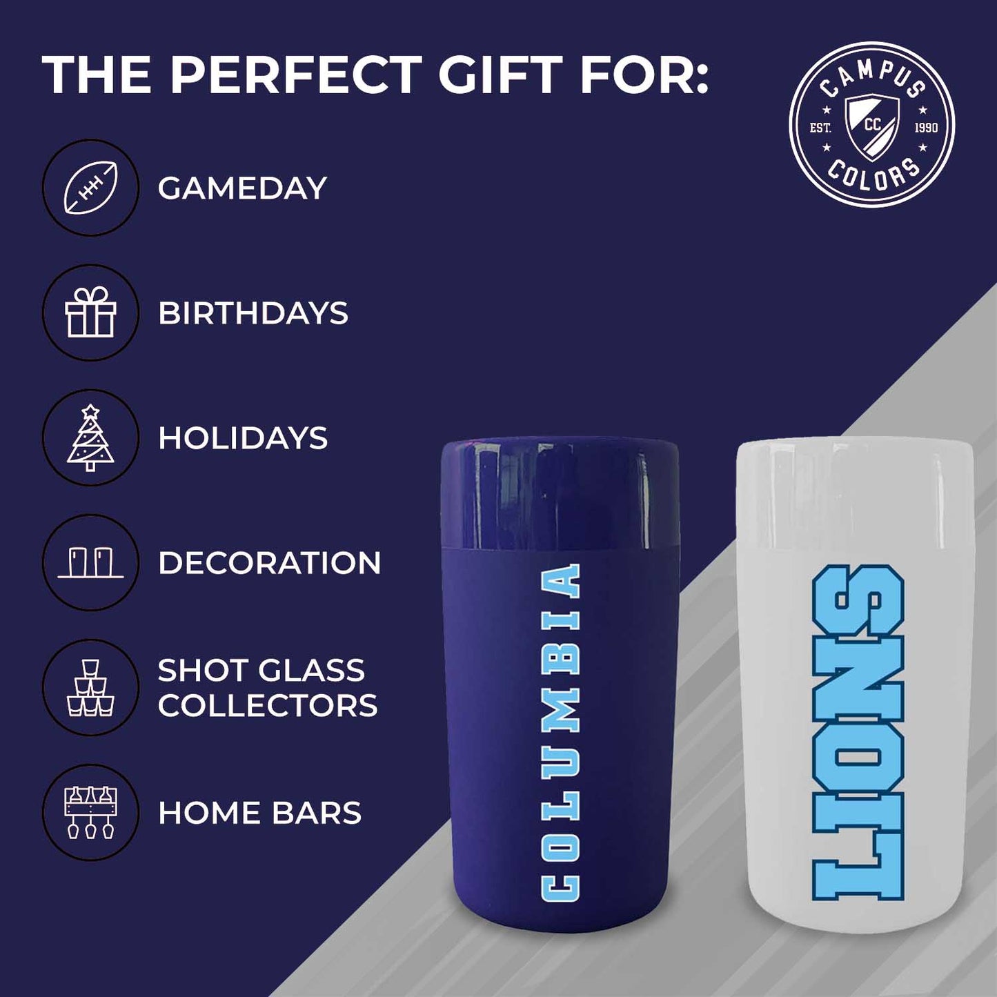 Columbia Lions College and University 2-Pack Shot Glasses - Team Color