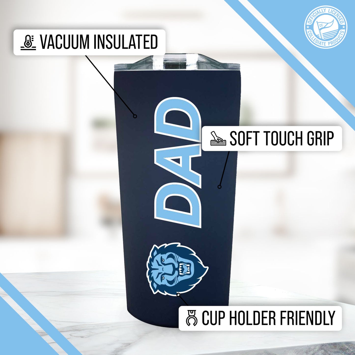 Columbia Lions NCAA Stainless Steel Travel Tumbler for Dad - Navy