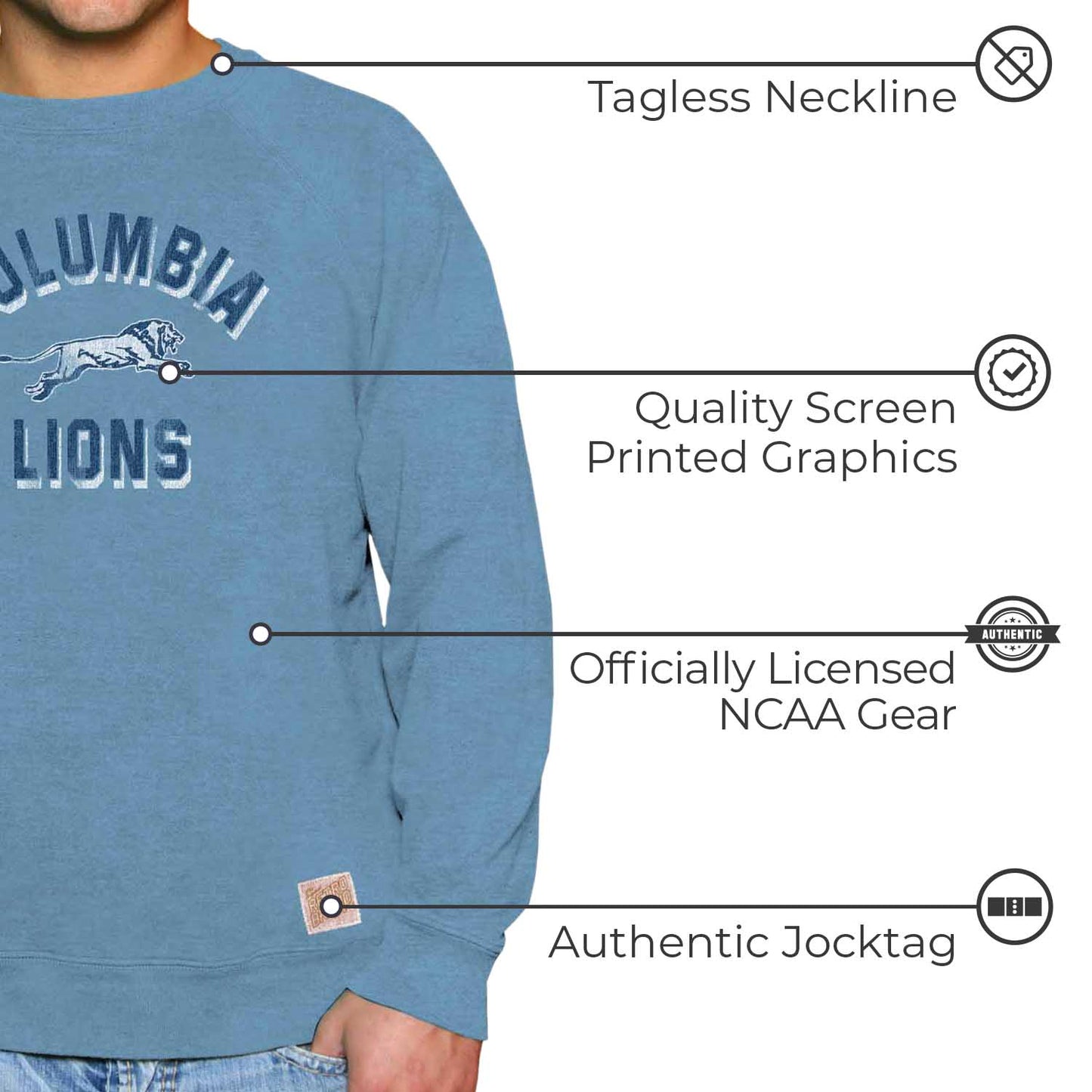 Columbia Lions Adult University Crewneck - Carolina Blue