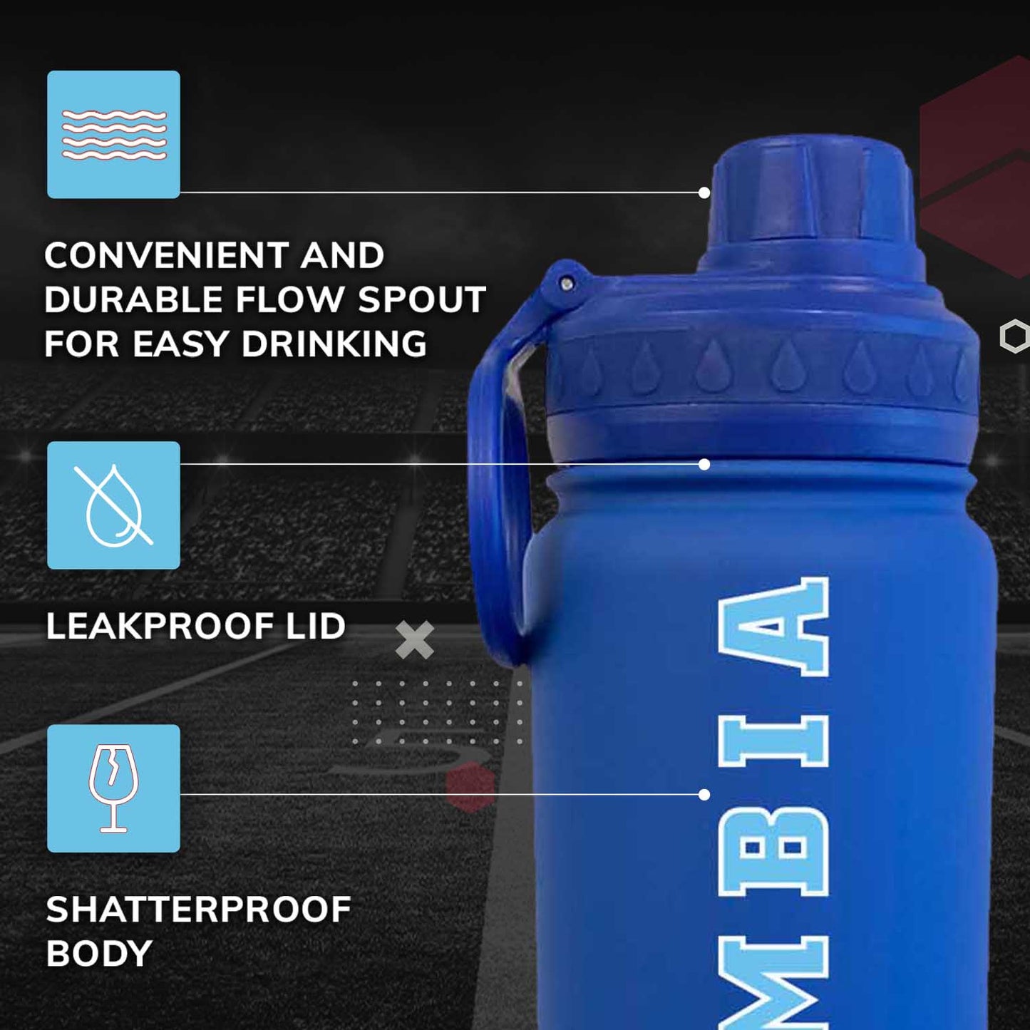 Columbia Lions NCAA Stainless Steel Water Bottle - Royal