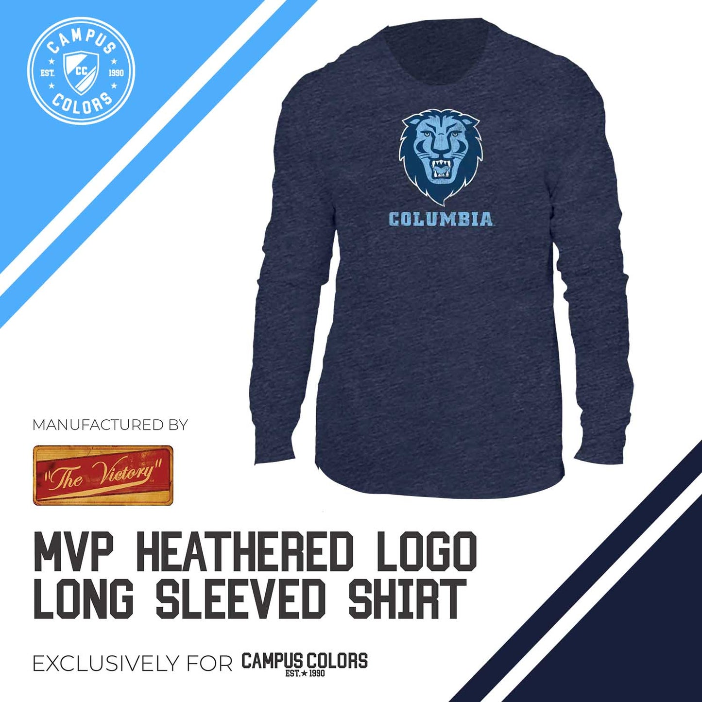 Columbia Lions NCAA MVP Adult Long-Sleeve Shirt - Navy