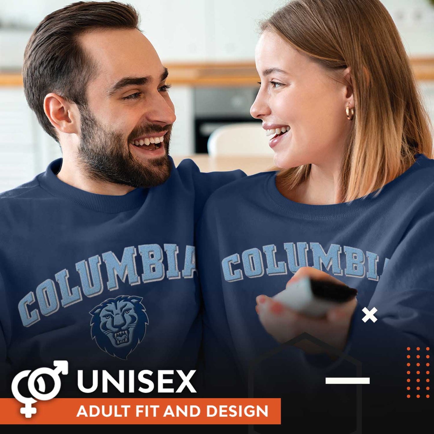 Columbia Lions Adult Tackle Twill Crewneck Sweatshirt - Navy