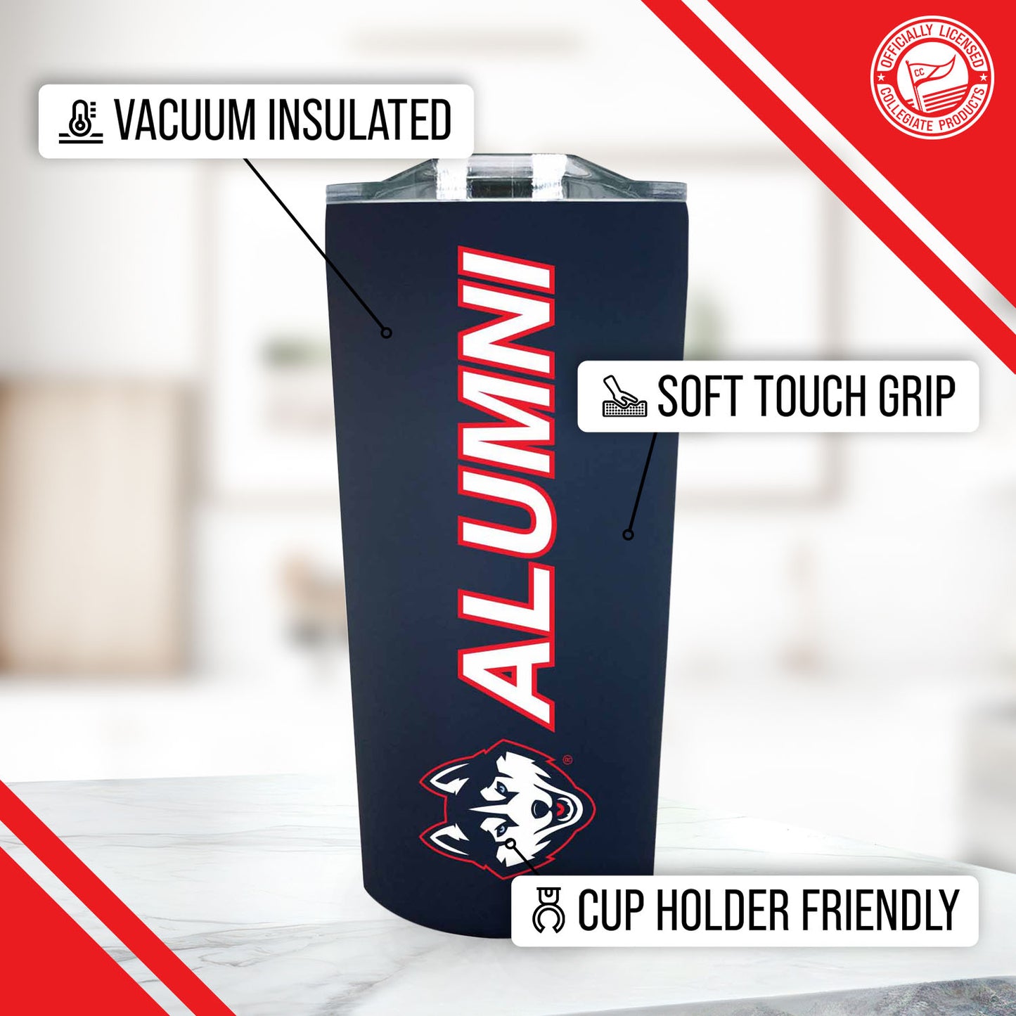 UCONN Huskies Collegiate Stainless Steel Travel Tumbler for Alumni - Navy