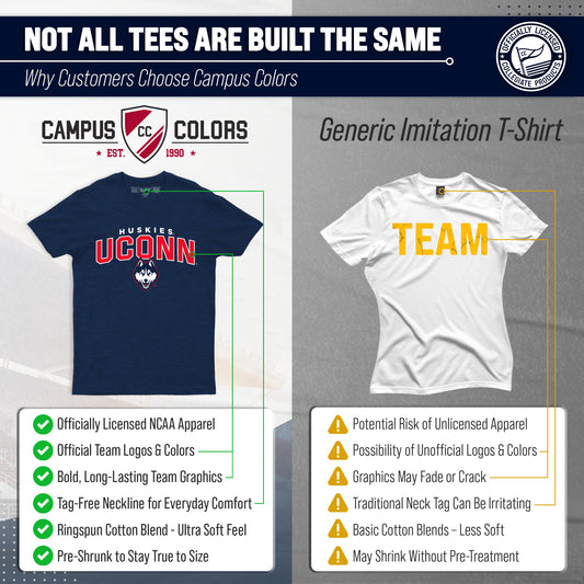 UCONN Huskies NCAA Adult Unisex Starting Fresh T-Shirt - Navy Heather
