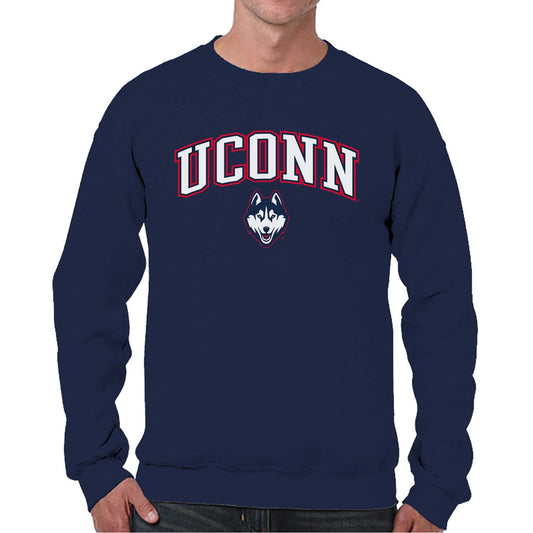 UCONN Huskies Adult Arch & Logo Soft Style Gameday Crewneck Sweatshirt - Navy