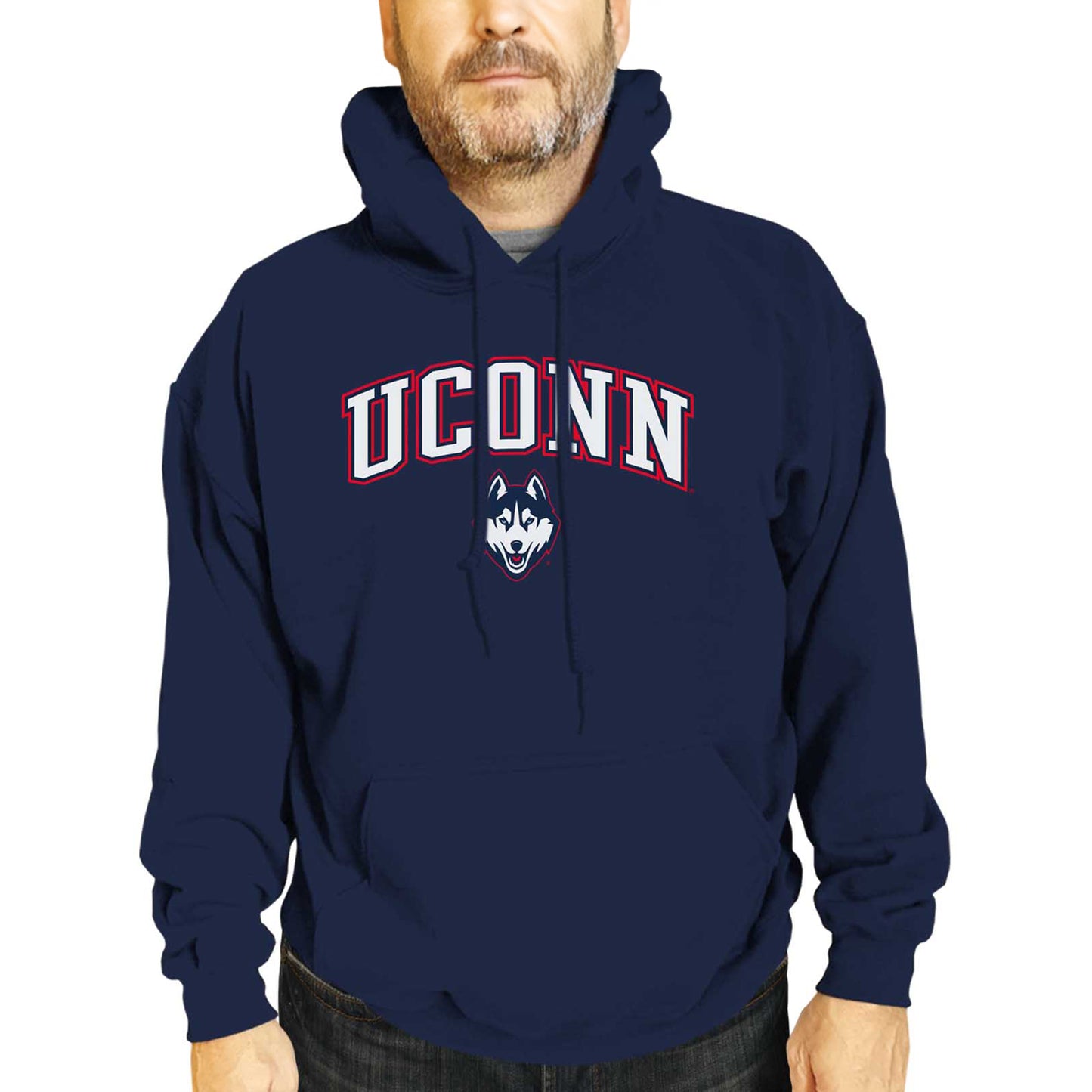 UCONN Huskies Adult Arch & Logo Soft Style Gameday Hooded Sweatshirt - Navy