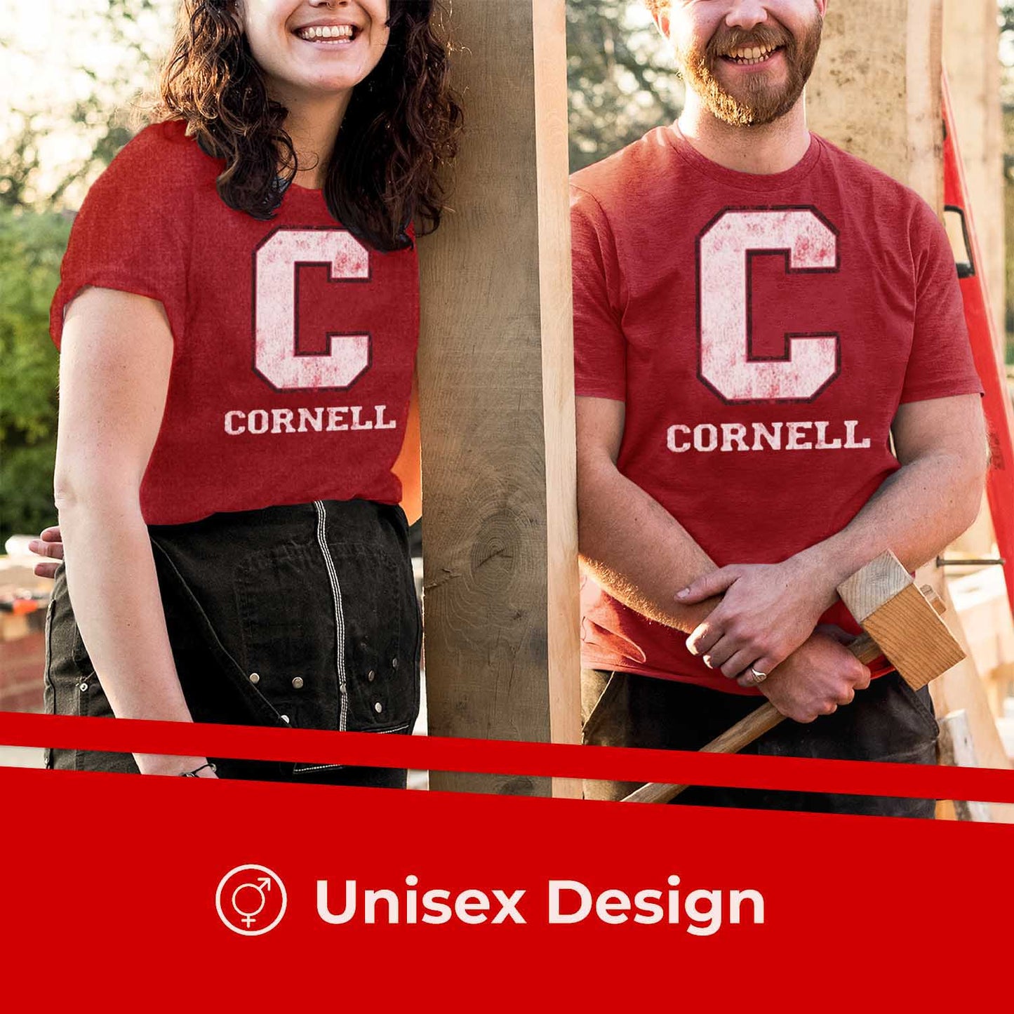 Cornell Big Red Adult MVP Heathered Cotton Blend T-Shirt - Red