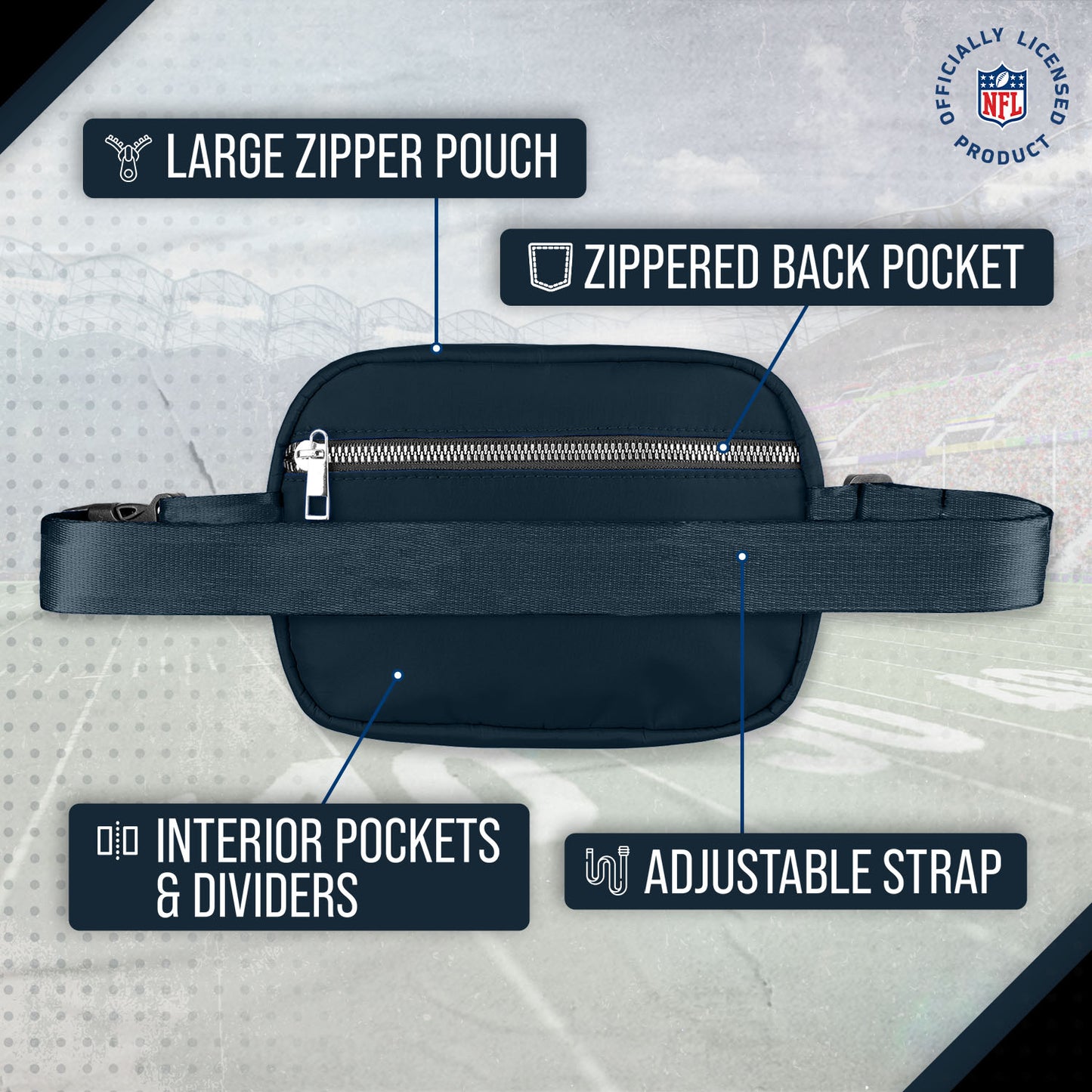 Dallas Cowboys NFL Gameday On The Move Crossbody Belt Bag - Navy