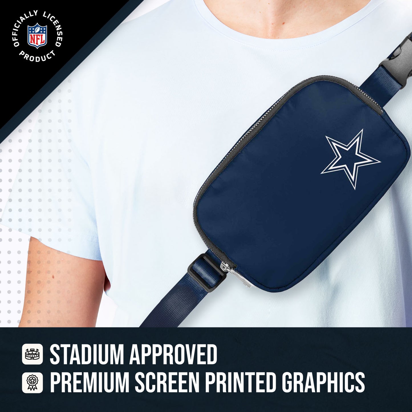 Dallas Cowboys NFL Gameday On The Move Crossbody Belt Bag - Navy