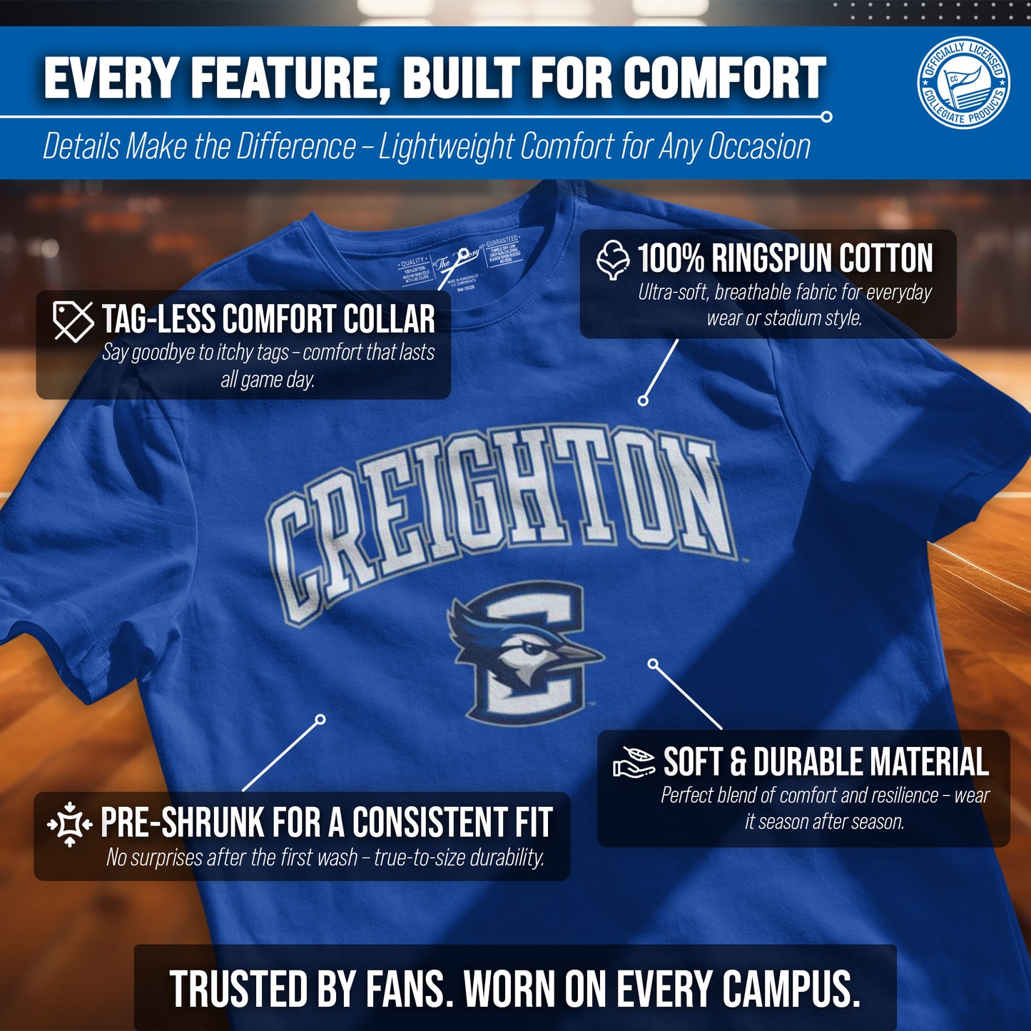 Creighton Bluejays NCAA Adult Gameday Cotton T-Shirt - Royal
