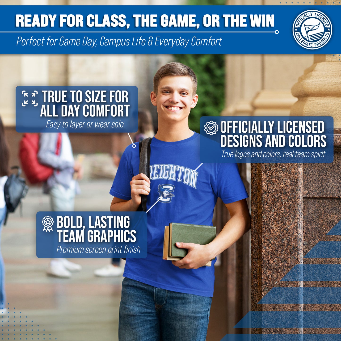 Creighton Bluejays NCAA Adult Gameday Cotton T-Shirt - Royal