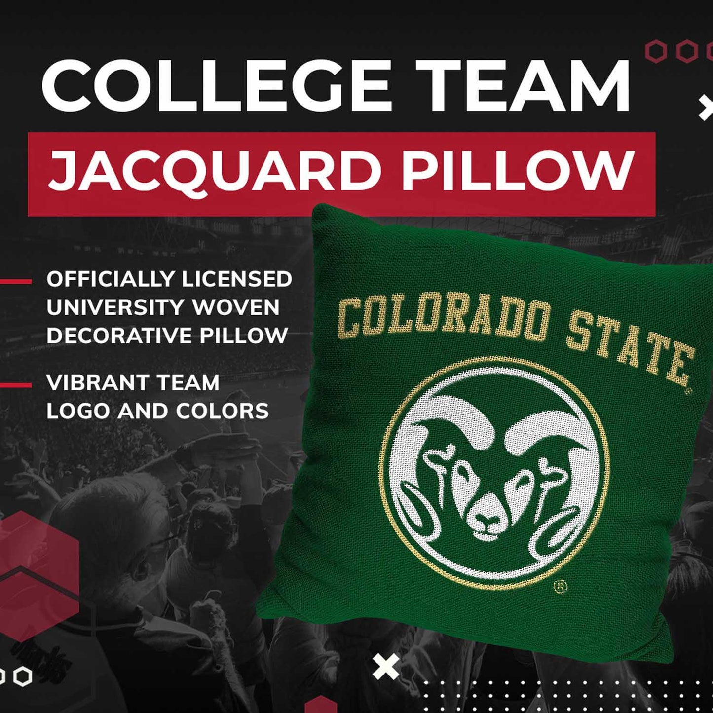 Colorado State Rams NCAA Decorative Pillow - Green