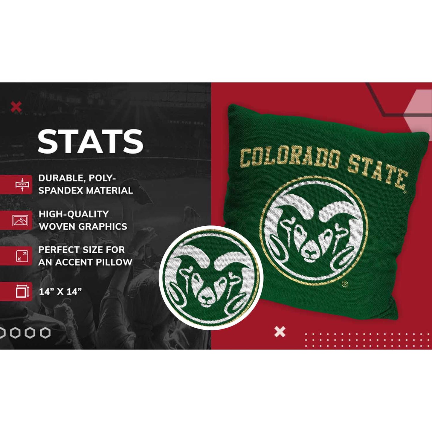 Colorado State Rams NCAA Decorative Pillow - Green