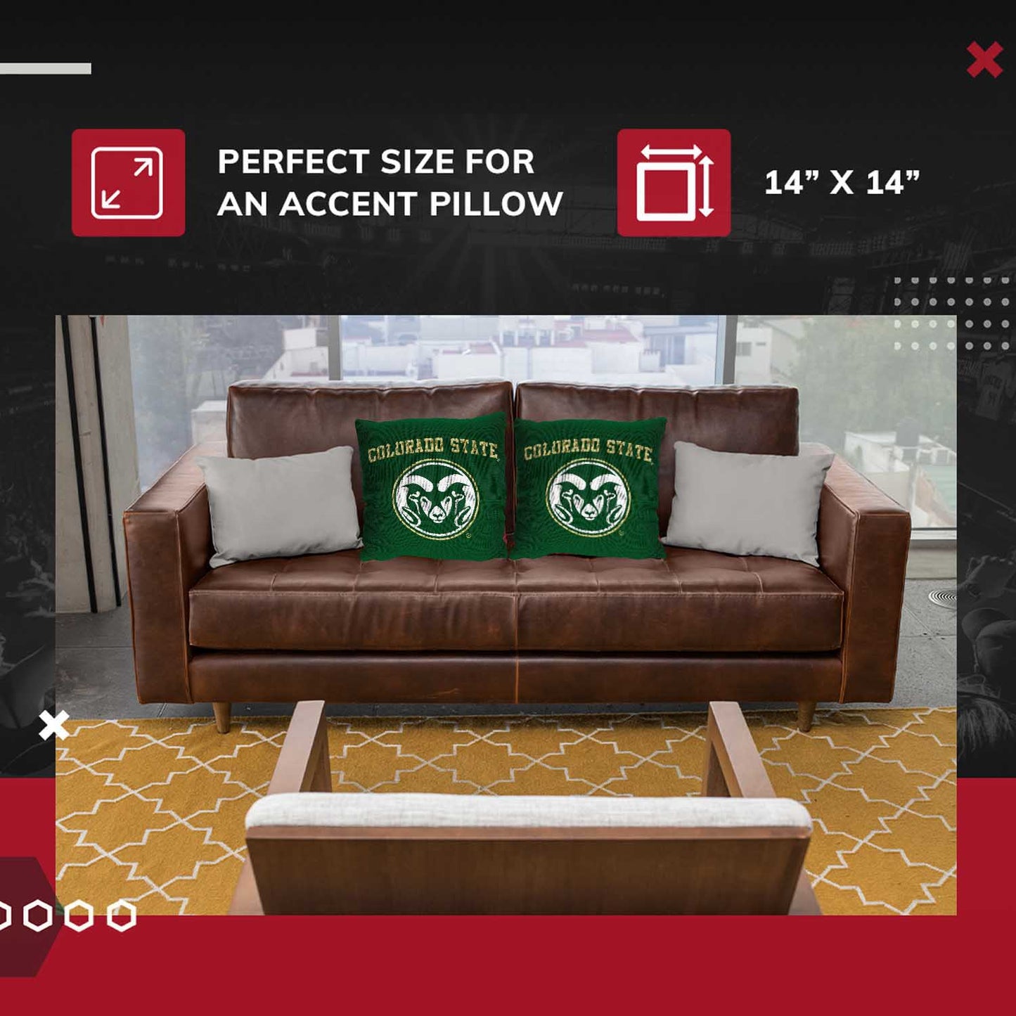 Colorado State Rams NCAA Decorative Pillow - Green