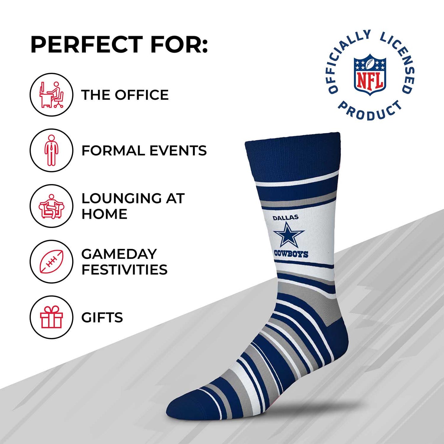 Dallas Cowboys NFL Adult Striped Dress Socks - Navy