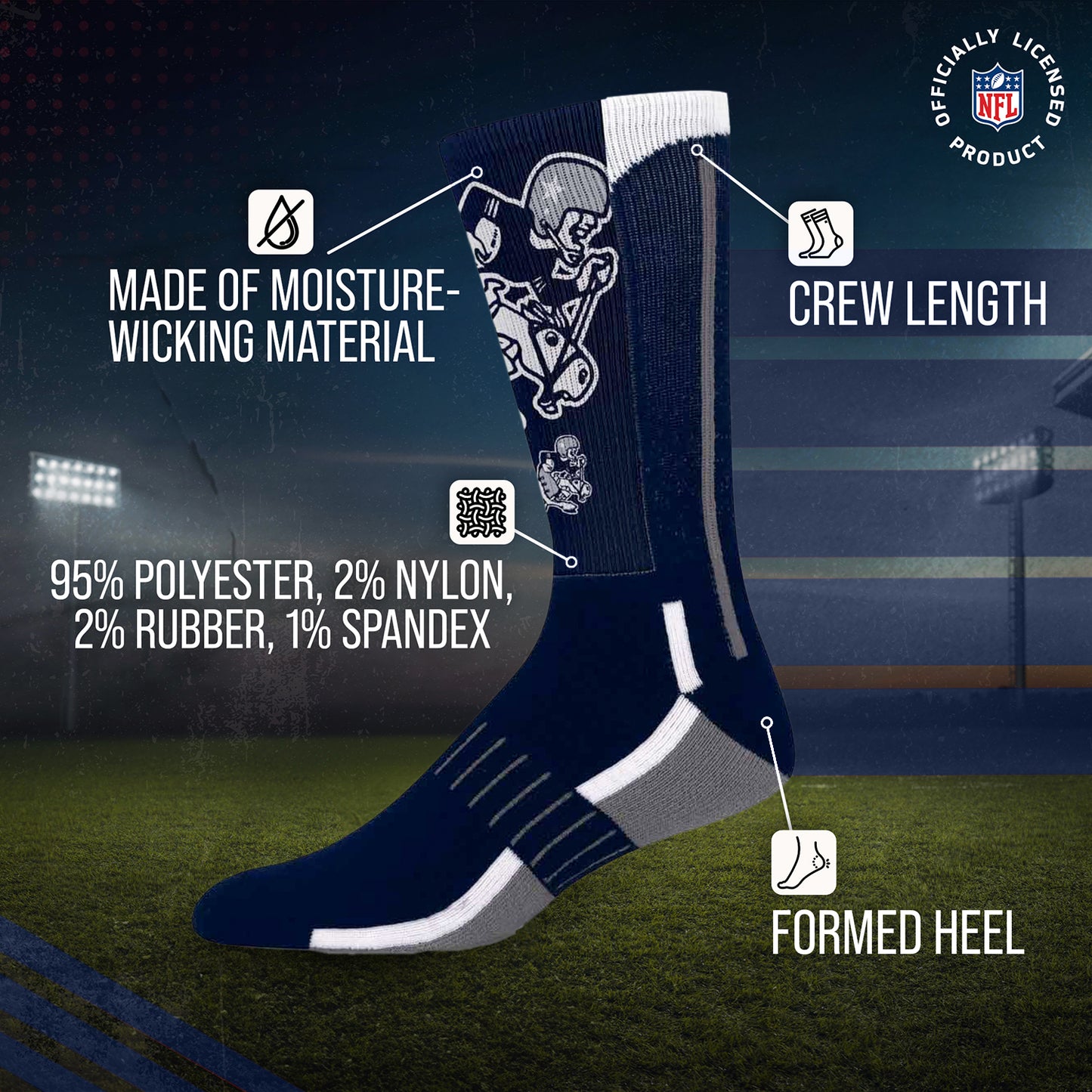 Dallas Cowboys NFL V Curve Socks - Indigo/Navy