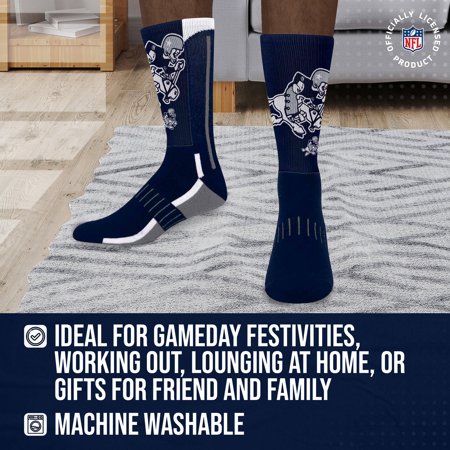 Dallas Cowboys NFL V Curve Socks - Indigo/Navy