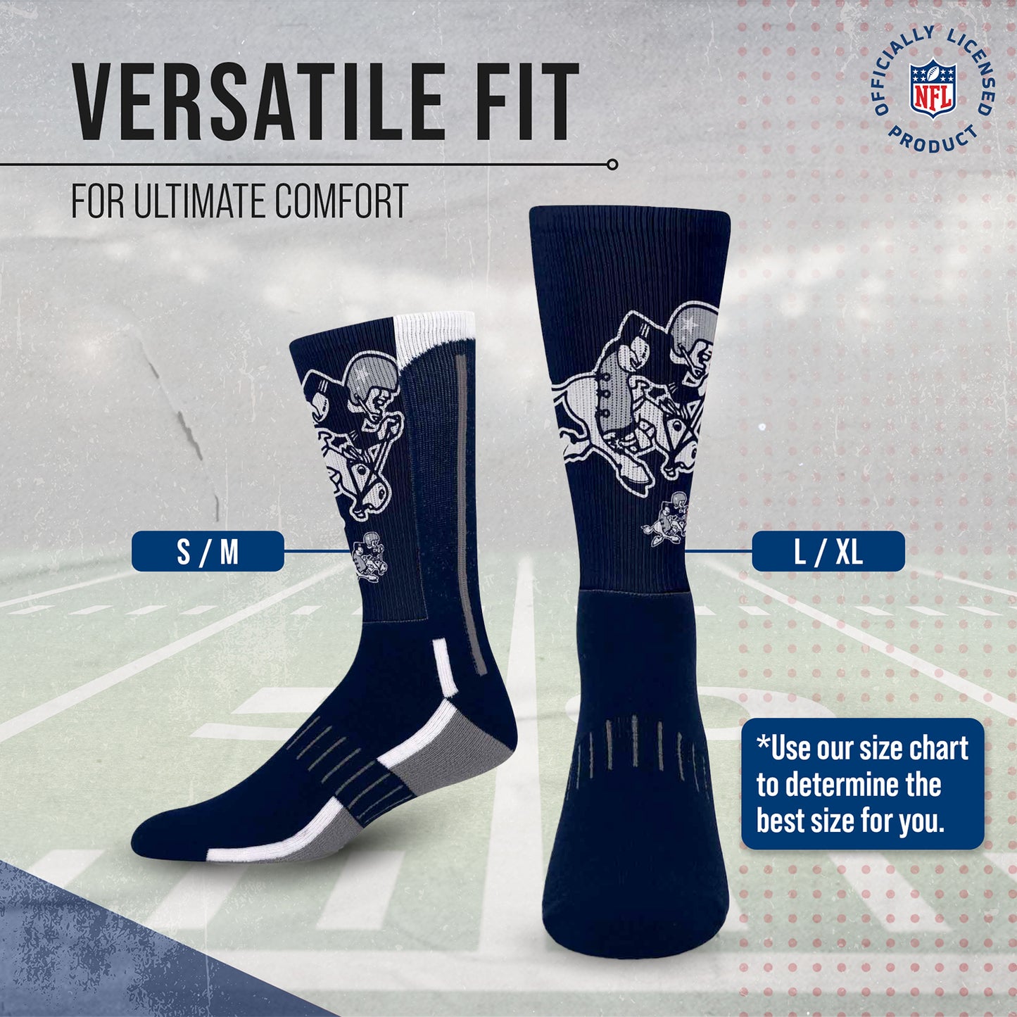 Dallas Cowboys NFL V Curve Socks - Indigo/Navy