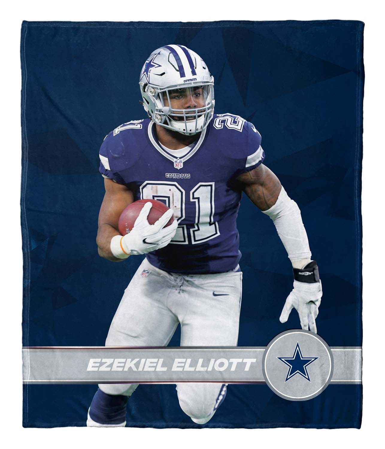 Dallas Cowboys NFL Hi-Def Ezekiel Elliot Silk Blanket - Navy