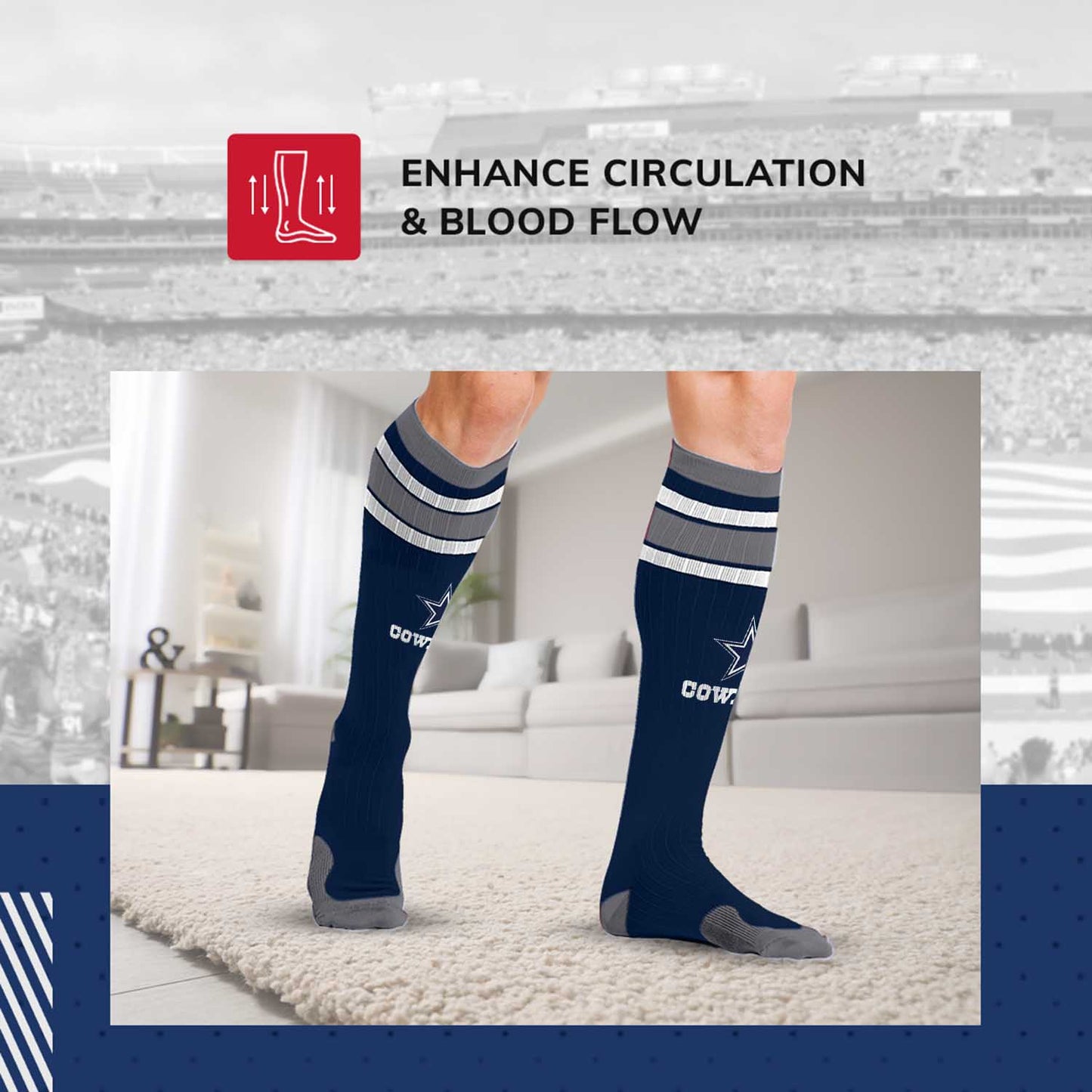 Dallas Cowboys NFL Adult Knee High-Performance Socks - Navy