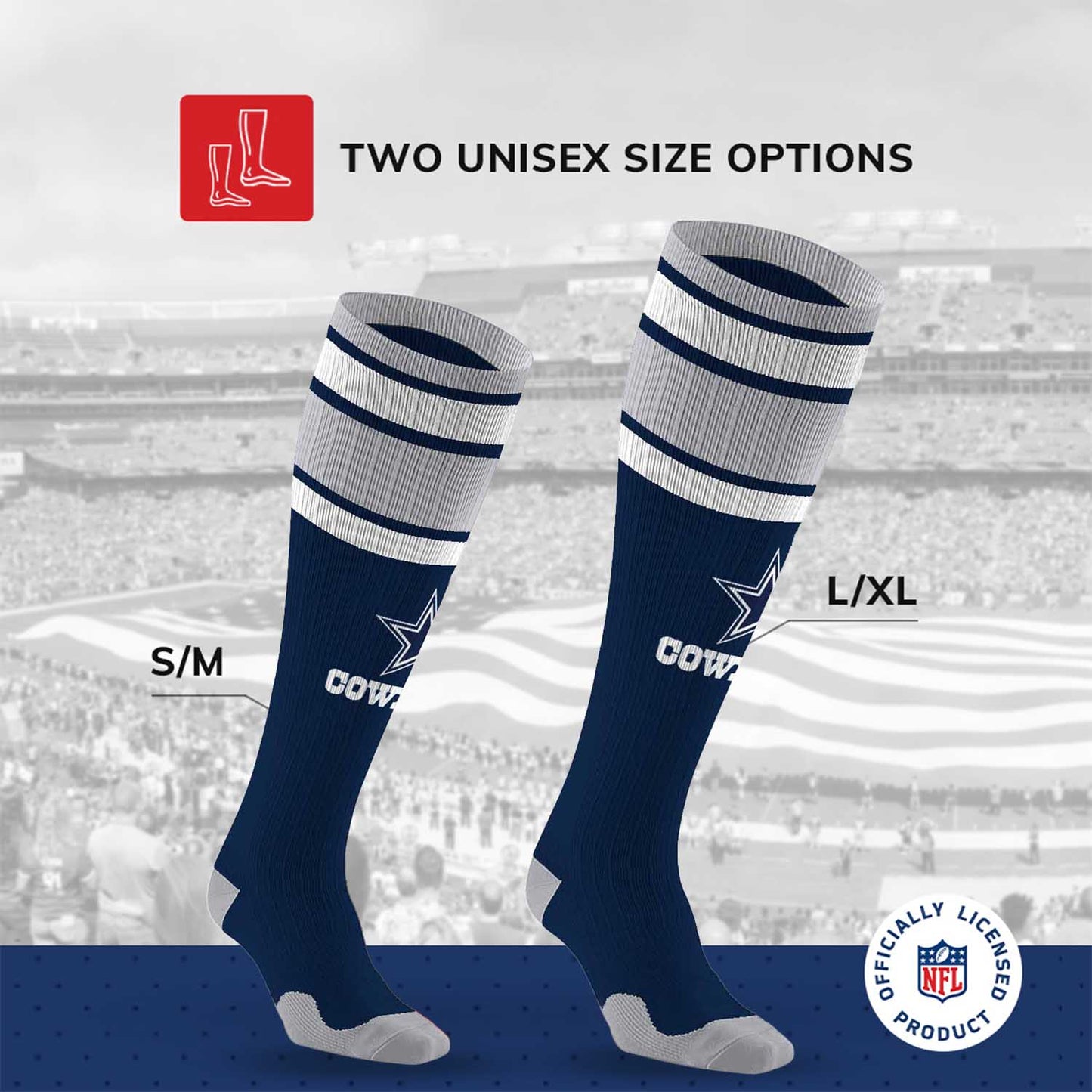 Dallas Cowboys NFL Adult Knee High-Performance Socks - Navy