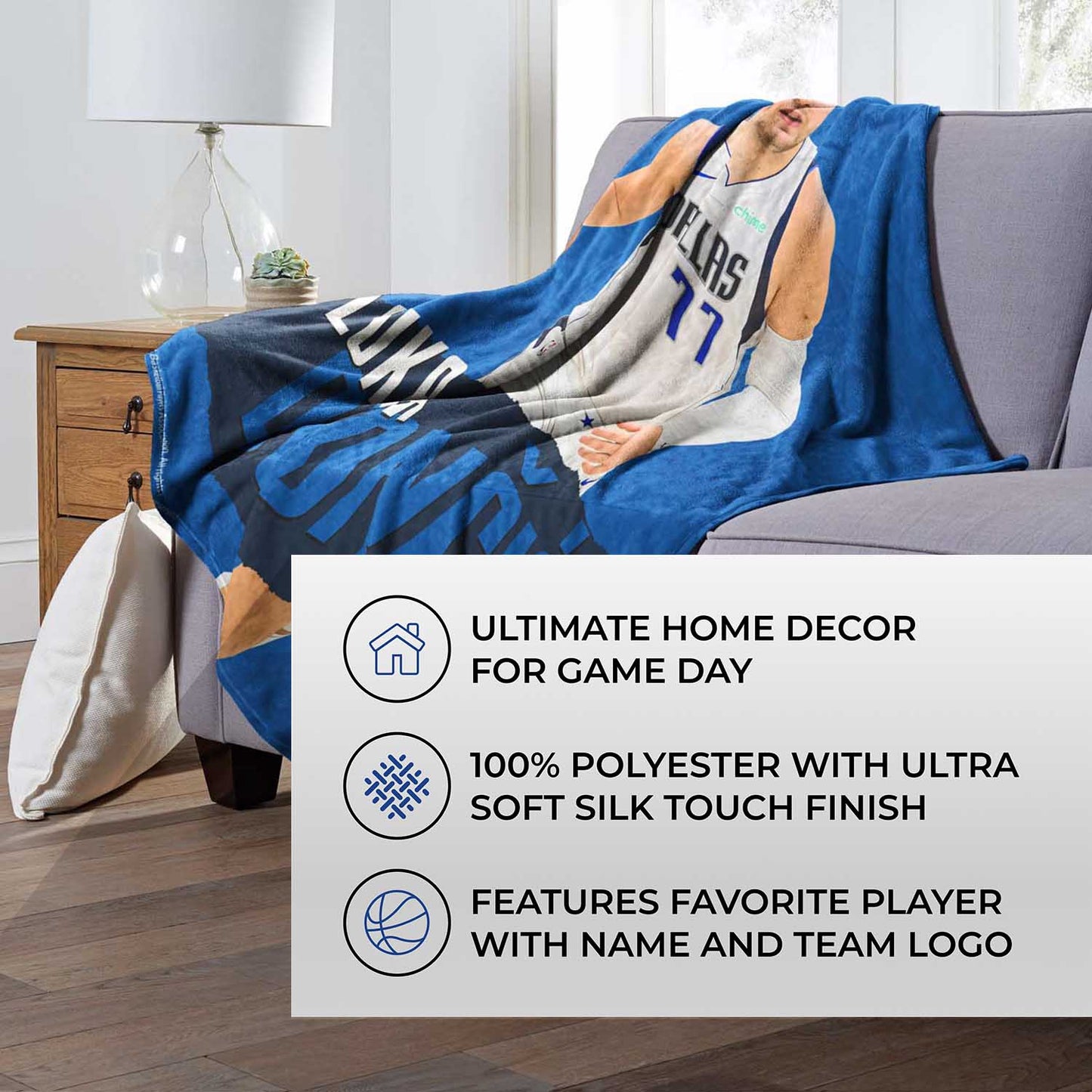 Dallas Mavericks NBA Hi-Def Luka Don?i? Silk Blanket - White