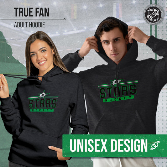 Dallas Stars NHL Adult Heather Charcoal True Fan Hooded Sweatshirt Unisex - Charcoal
