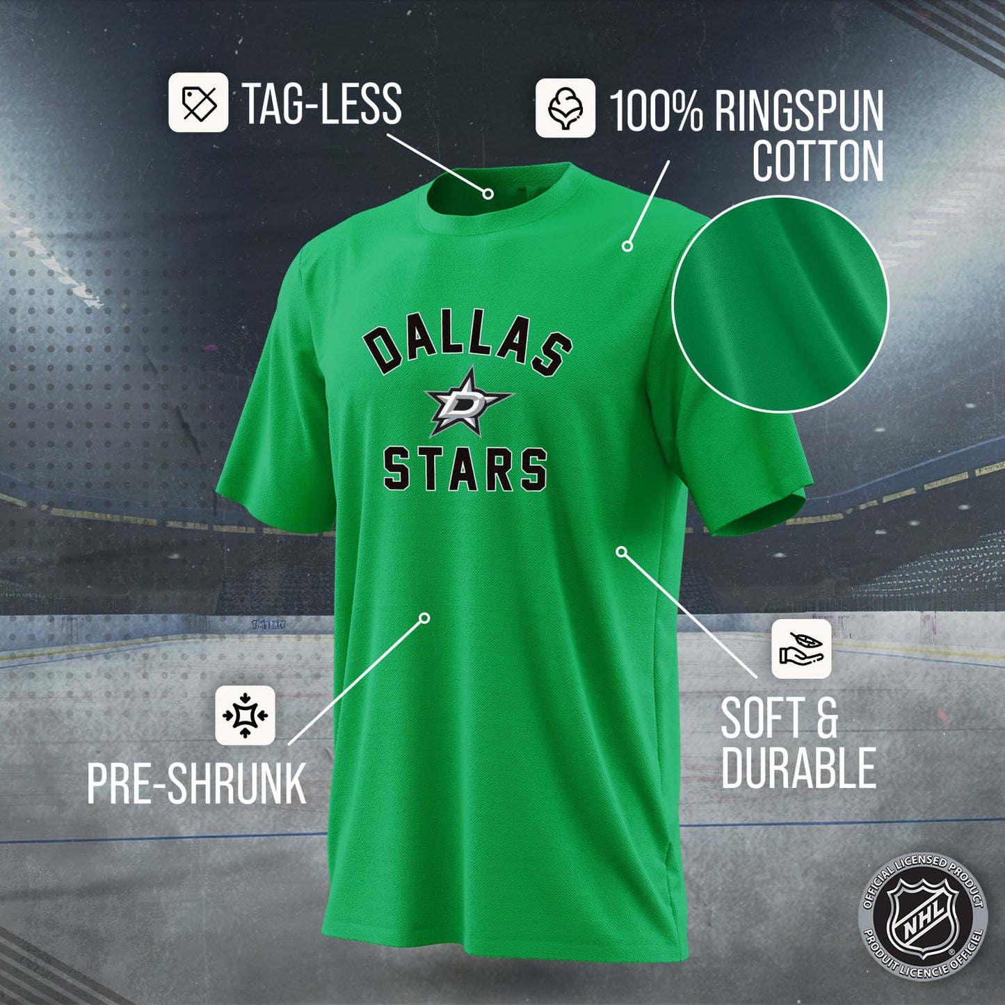 Dallas Stars NHL Adult Game Day Unisex T-Shirt - Kelly Green