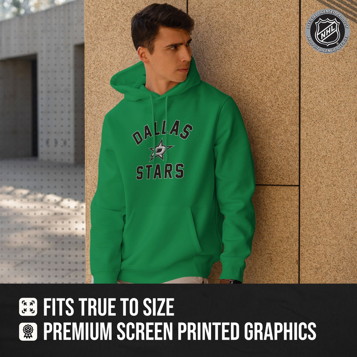 Dallas Stars Adult NHL Gameday Hooded Sweatshirt - Kelly Green