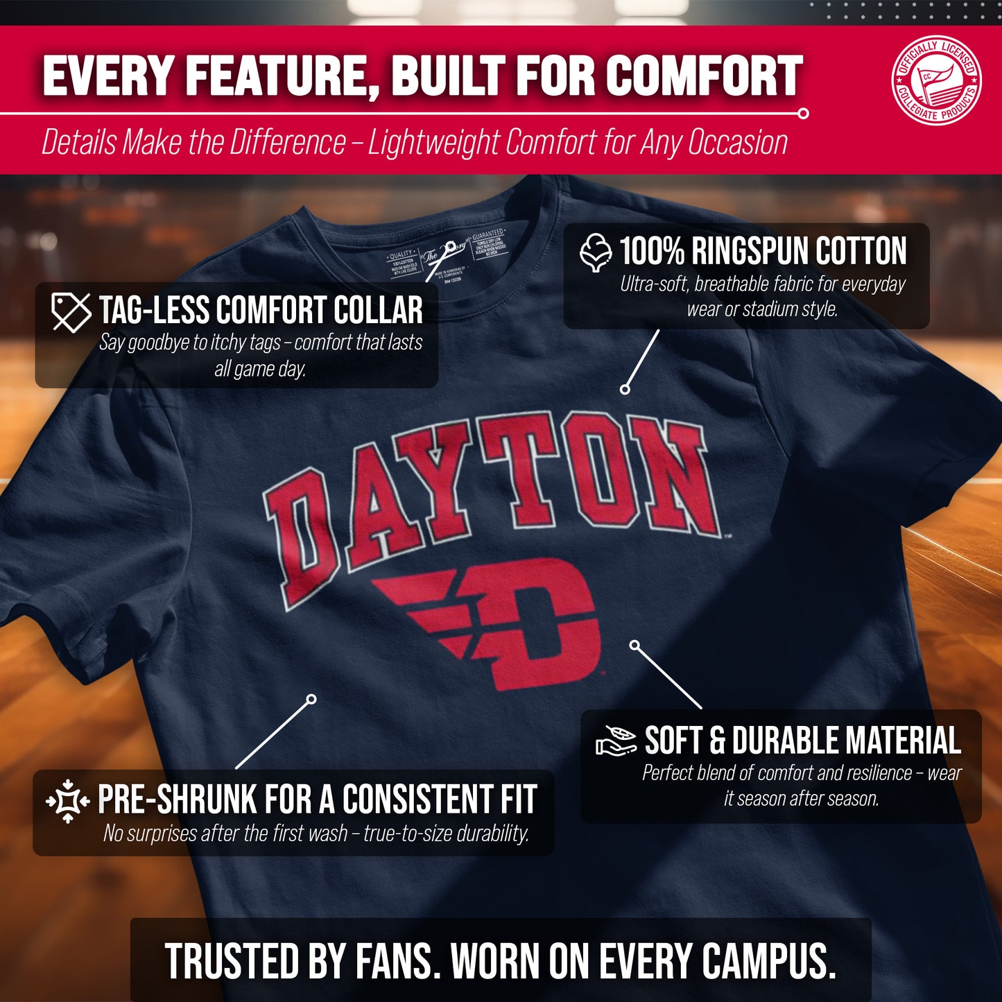 Dayton Flyers NCAA Adult Gameday Cotton T-Shirt - Navy