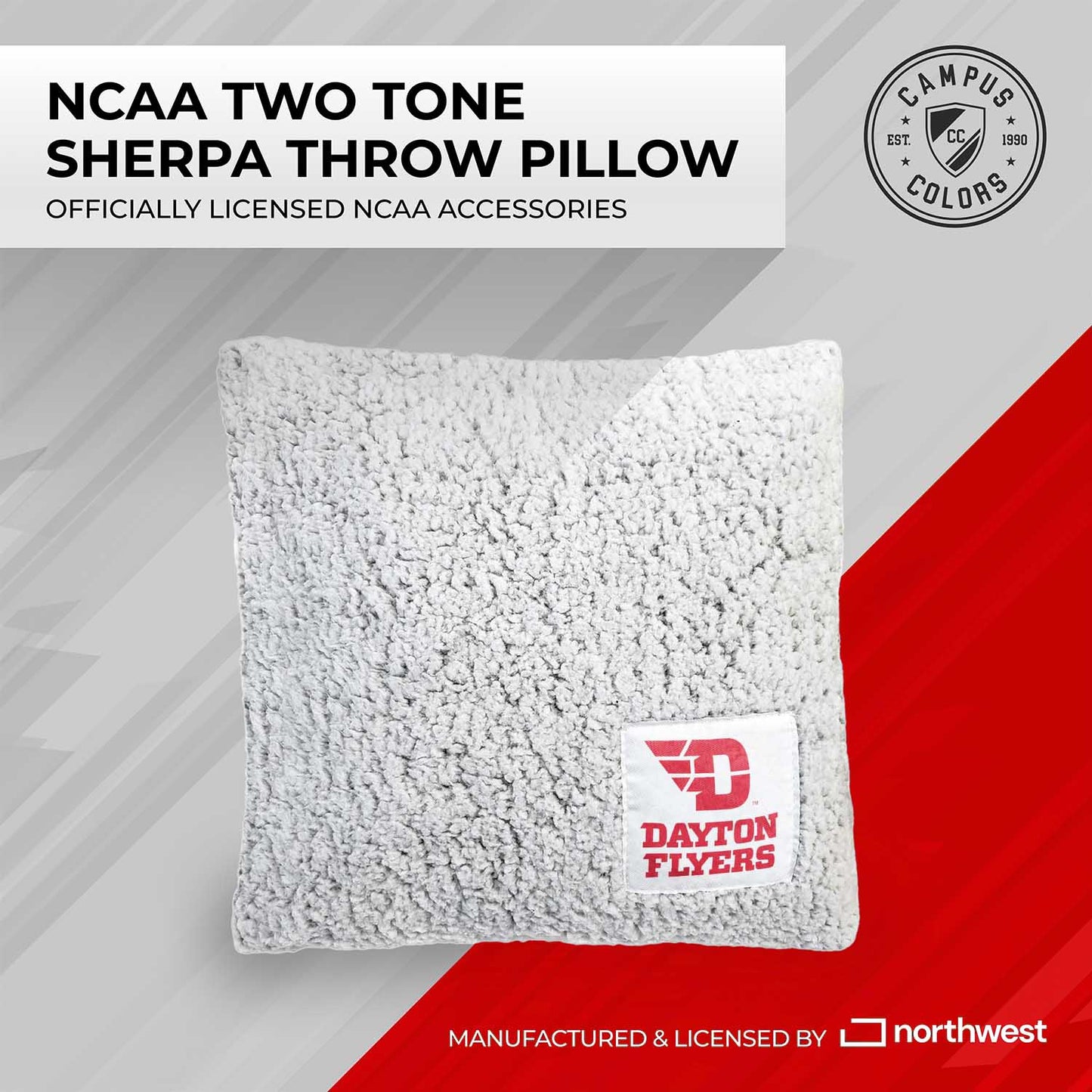 Dayton Flyers Two Tone Sherpa Throw Pillow - Team Color