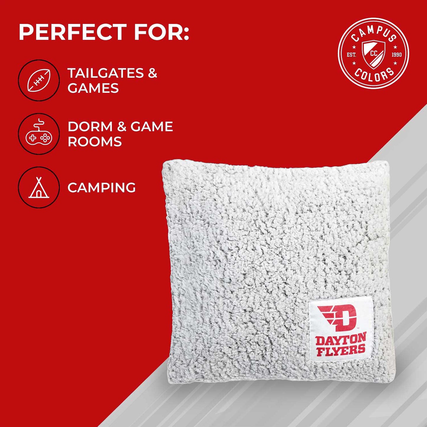 Dayton Flyers Two Tone Sherpa Throw Pillow - Team Color