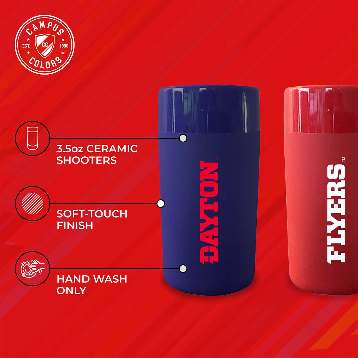 Dayton Flyers College and University 2-Pack Shot Glasses - Team Color