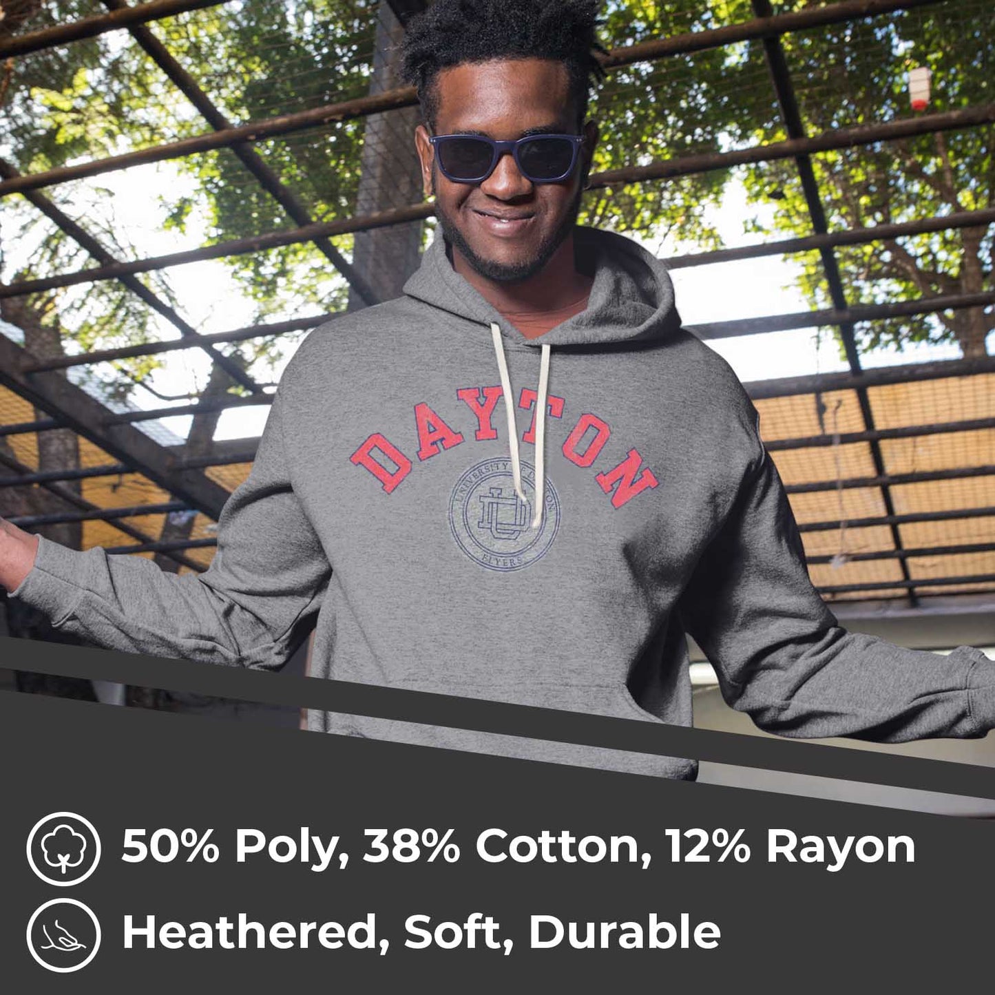 Dayton Flyers College Gray University Seal Hooded Sweatshirt - Gray
