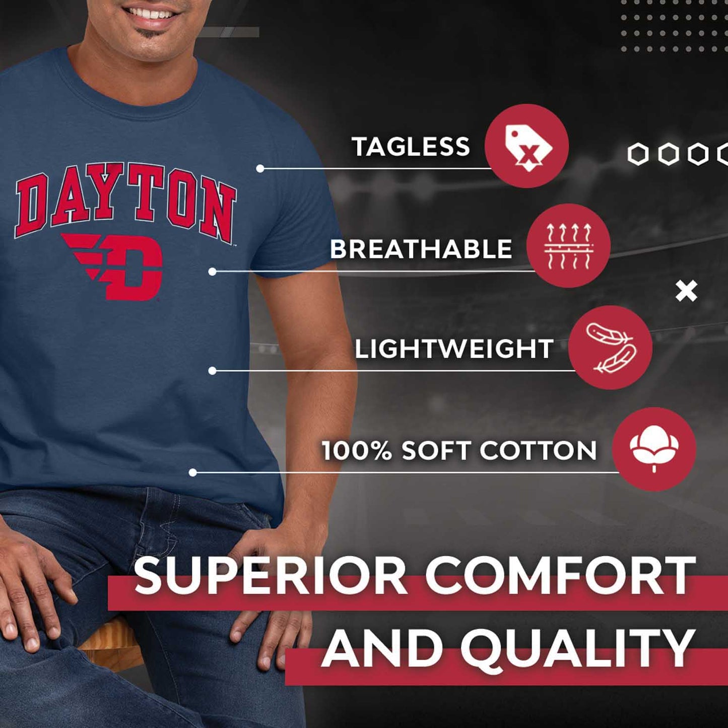Dayton Flyers Arch and Logo T-Shirt - Navy