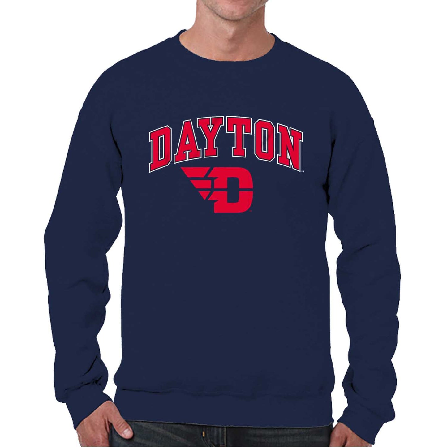 Dayton Flyers Adult Arch & Logo Soft Style Gameday Crewneck Sweatshirt - Navy